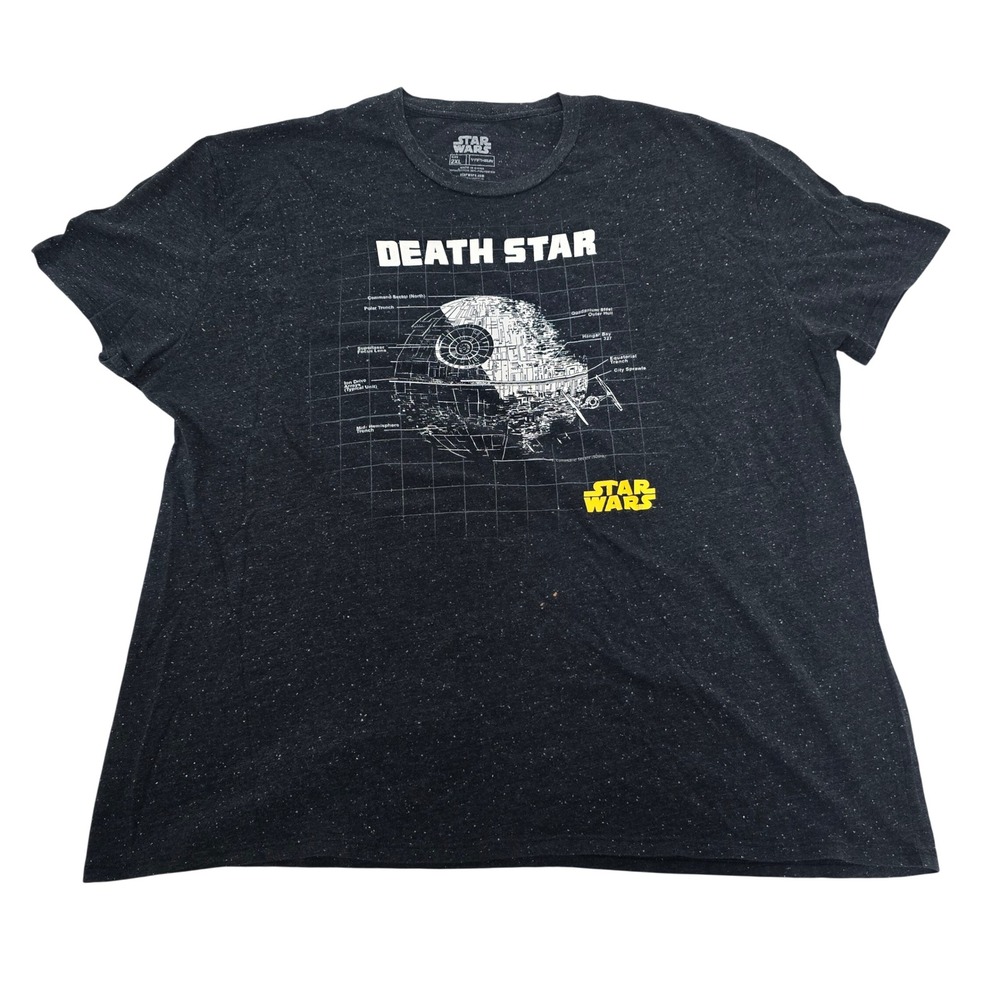 Star Wars Death Star Blueprint‎ Schematic Black Heather T-Shirt 2XL Fifth Sun